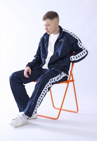 VINTAGE MENS KAPPA STRIPES TRACKSUIT JACKET PANTS