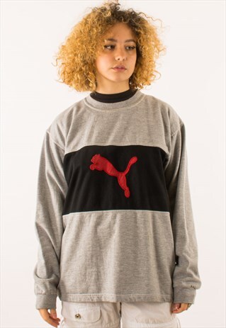 VINTAGE 90S GREY PUMA CREWNECK SWEATSHIRT