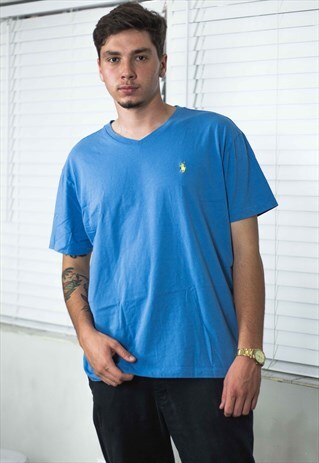 VINTAGE POLO RALPH LAUREN T-SHIRT LOGO 90S L 6.6