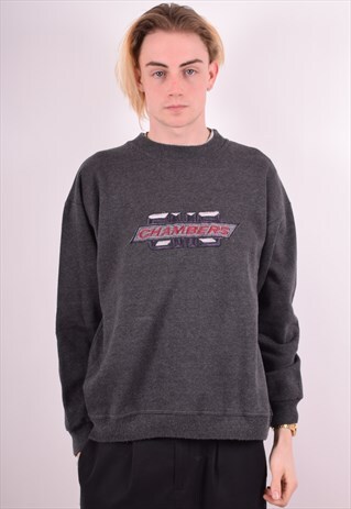 MENS VINTAGE CHAMBERS SWEATSHIRT JUMPER MEDIUM GREY 90S