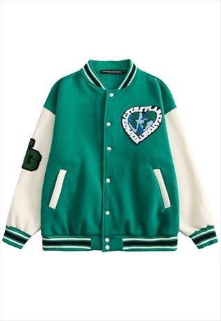 KALODIS LOVE LETTERS PRINT BASEBALL UNIFORM JACKET