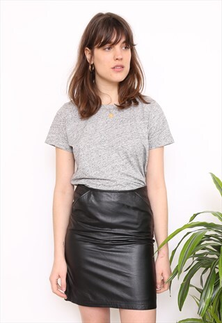 VINTAGE 80S BLACK LEATHER MINI SKIRT