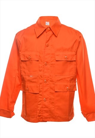 VINTAGE ORANGE Y2K BUTTON-FRONT UTILITY JACKET - M