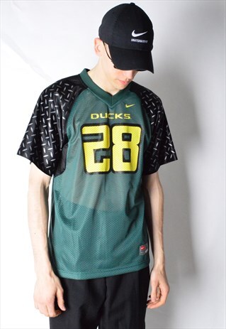 VINTAGE 90S GREEN AMERICAN FOOTBALL DUCKS SPORTS T-SHIRT