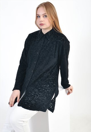VINTAGE 90'S OVERSIZED SHIRT IN BLACK