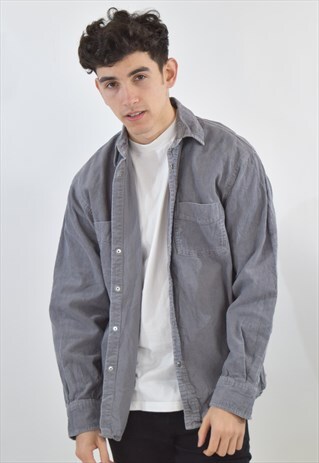 VINTAGE GREY 90S CORD CORDUROY SHIRT