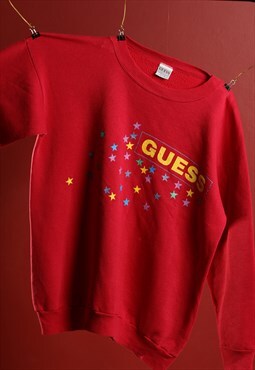 Vintage Guess Script Sweatshirt Red