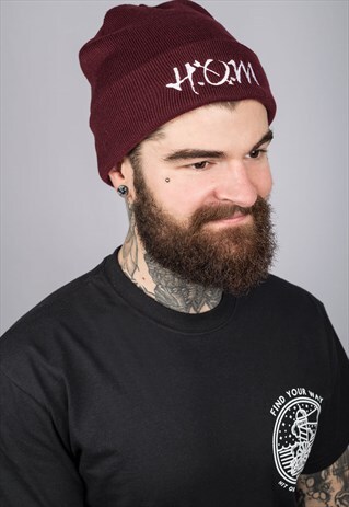HOM LOGO MAROON BEANIE