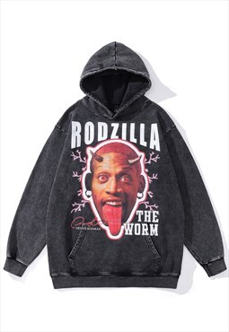 Dennis Rodman hoodie vintage wash pullover Rodzilla jumper