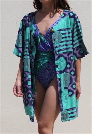 PRINTED LONG 80'S BUTTON DOWN SHIRT