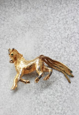 HORSE GOLD VINTAGE BROOCH