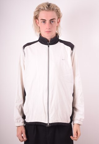 NIKE MENS VINTAGE TRACKSUIT TOP JACKET MEDIUM WHITE 90S