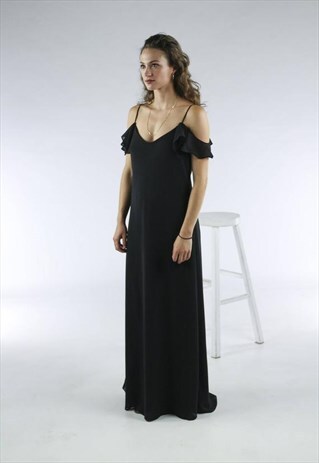 BLACK MAXI DRESS / OFF THE SHOULDERS DRESS