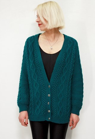 VINTAGE 90' BEAUTIFUL CLASSIC BLUE CARDIGAN WITH BUTTONS