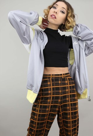 VINTAGE 90S OVERSIZED PUMA TRACK TOP GREY YELLOW