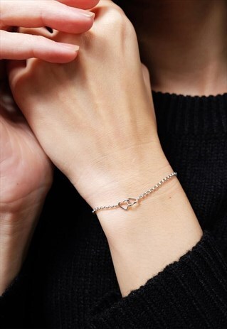 FINE HEART CHAIN BRACELET WOMEN STERLING SILVER BRACELET
