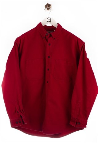 VINTAGE LL BEAN 90S FLANNEL SHIRT RED WITH A HEAVY COTTON