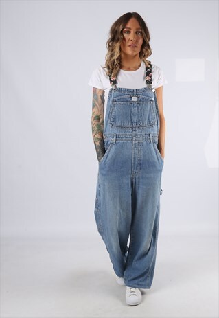 DUNGAREES BICH REWORKED DENIM WIDE LEG UK 12 (L9EA)