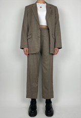 Christian Dior Vintage Suit Blazer Trousers Brown Wool 