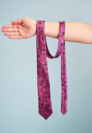 VINTAGE 70'S RETRO TAPESTRY WOVEN FLORAL PATTERN SHIMMER TIE