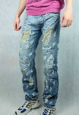 Absolut Joy Distressed Denim Jeans Luxury Made in Italy 