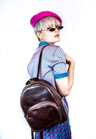 ITALIAN LEATHER BACKPACK COCO BROWN MEDIUM