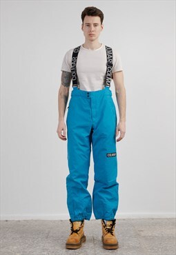 Vintage Colmar Suspender Ski Snow Pants/Trousers in Blue L