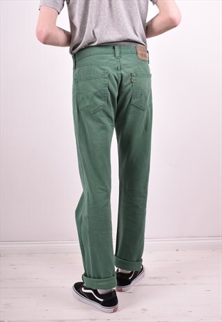 LEVI'S 501 MENS VINTAGE TROUSERS W32 L34 GREEN 90S