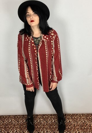 VINTAGE 90'S FLORAL PRINT BLOUSE IN RED