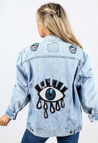 VINTAGE REWORKED EMBROIDERED LEVIS DENIM JACKET J8