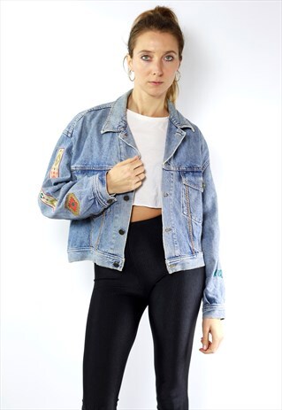 JEAN JACKET WITH PATCHES / EMBROIDERY 80S