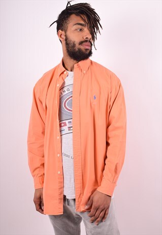 POLO RALPH LAUREN MENS VINTAGE SHIRT MEDIUM ORANGE 90S