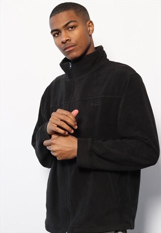 VINTAGE FILA LOGO FULL ZIP FLEECE BLACK