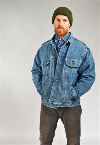 VINTAGE GAP MID BLUE LINED DENIM JACKET