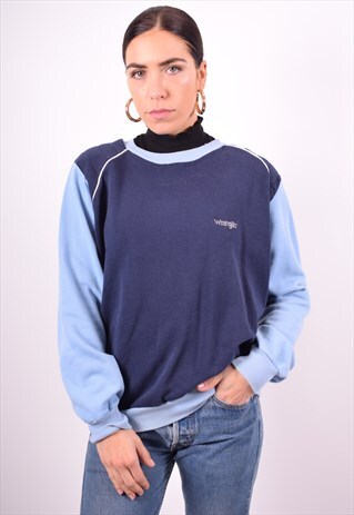 WRANGLER WOMENS VINTAGE SWEATSHIRT JUMPER LARGE BLUE 90'S