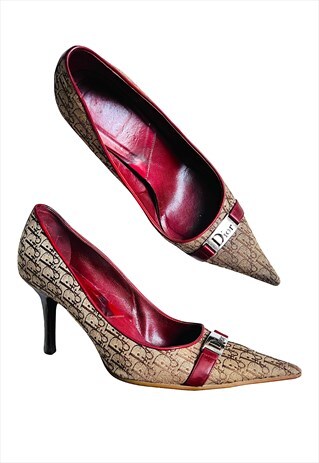 CHRISTIAN DIOR HEELS POINTED TOE OBLIQUE MONOGRAM 38 / 5