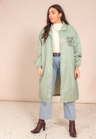 VINTAGE 90S LONG PADDED JACKET IN GREEN