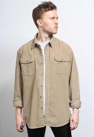 VINTAGE CORDUROY CORD SHIRT BROWN