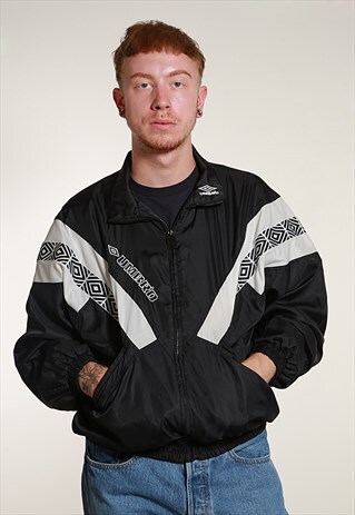 90S BLACK UMBRO TRACK JACKET - S