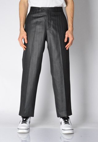 VINTAGE 80S GREY STRIPED PANTS