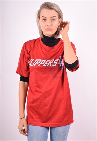 NBA WOMENS VINTAGE T-SHIRT TOP MEDIUM RED 90'S