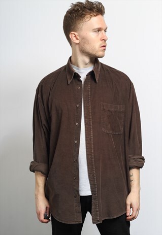 VINTAGE CORDUROY CORD SHIRT BROWN