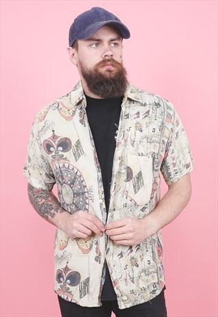 VINTAGE CRAZY PRINT SHIRT /R12044