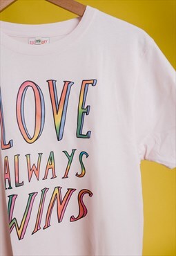 ROR Pale Pink Love Always Wins Rainbow T-Shirt