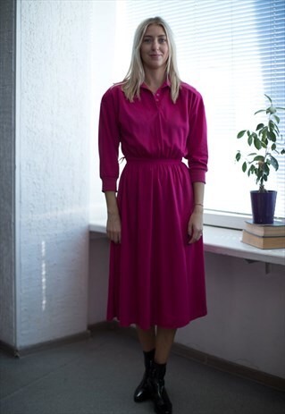 VINTAGE 90'S HOT PINK MIDI DRESS