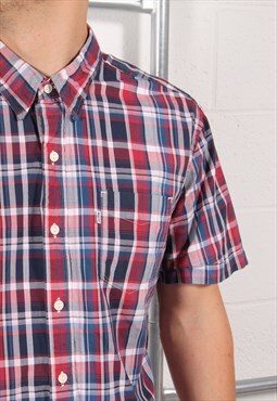 Vintage Levi's Shirt in Blue & Red Check Short Sleeve Large