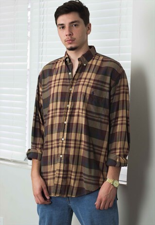 VINTAGE POLO RALPH LAUREN SHIRT LOGO FLANNEL 90S L 8.1