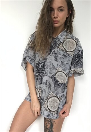 PATTERNED OVERSIZED RETRO VINTAGE UNISEX FESTIVAL SHIRT