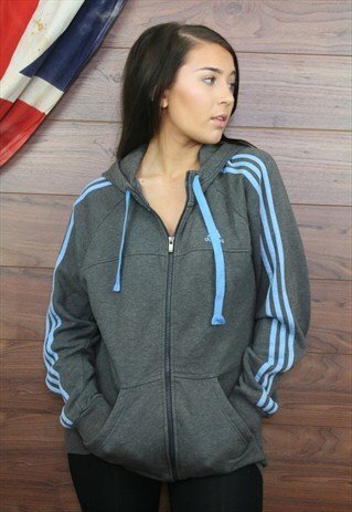 VINTAGE ADIDAS 90'S HOODIE GREY MEDIUM 43