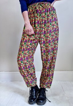 Vintage 90's Festival Slouchy Patterned Drawstring Trousers